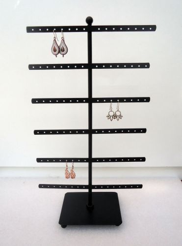 Black Metal Earring Tree Holder / Display / Organizer - 15&#034; Tall -Holds 48 pairs