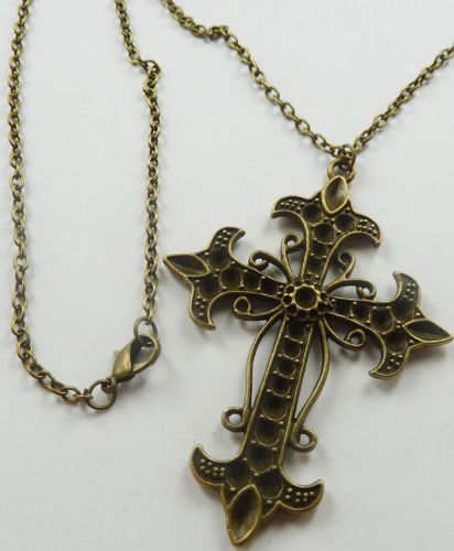 Lots of 10pcs bronze plated cross Costume Necklaces pendant 672mm