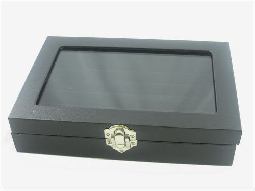 GLASS TOP BLACK JEWELRY RING DISPLAY SHOW CASE BOX TRAY