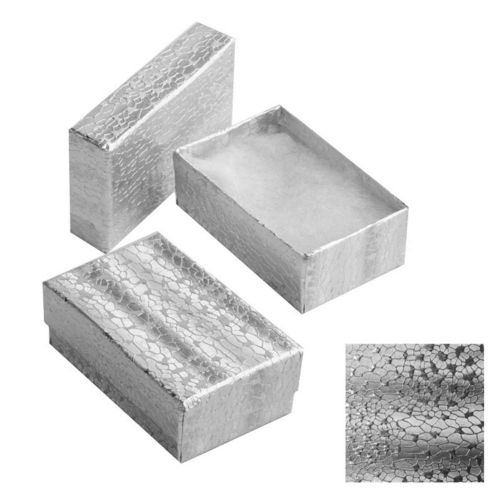 100 lot silver cotton filled jewelry display gift boxes (3x2) 3 1/4&#034; x 2 1/4&#034; for sale