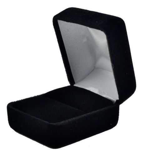 Black Velvet Fancy Ring Gift Box Engagement Wedding Display Case Tungsten Silver