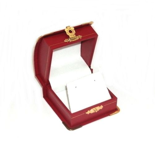 24 Red Domed Leatherette with Brass Accents Earring Jewelry Display Gift Boxes