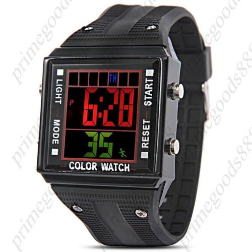 Square LED Digital Unisex Silica Gel Band Free Shipping Wrist Wristwatch Black