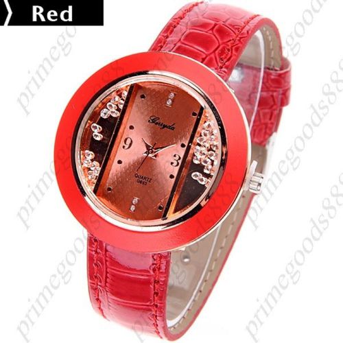 Lovely Quartz Watch Wrist watch with PU Leather Band Free Shipping Red