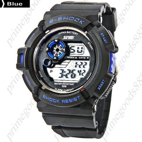 LED 50 Meter Sports Waterproof Digital Date Men&#039;s Wrist Sport Wristwatch Blue