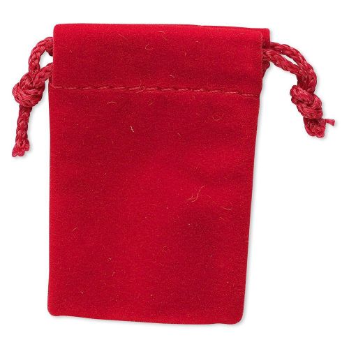 12 Red Velveteen Drawstring Jewelry Gift Pouches Bags