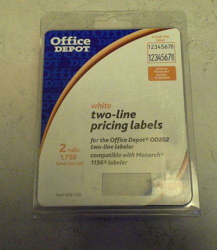 Office Depot White Two-line Pricing Label 2 Rolls 1,750 Labels Per Roll