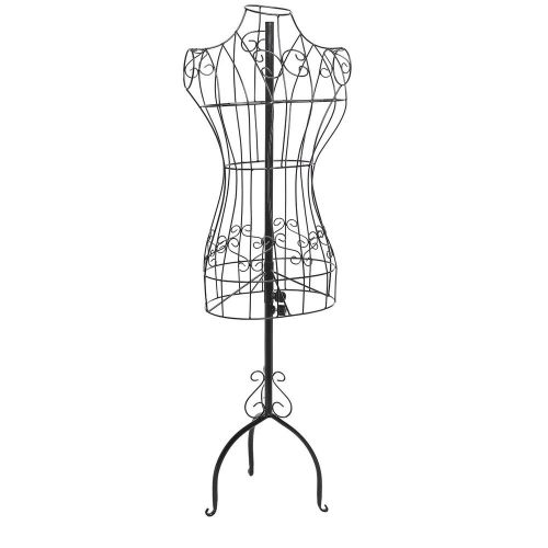 Designers Wire Frame Dress Form Display Stand With Garment Bag Black Metal