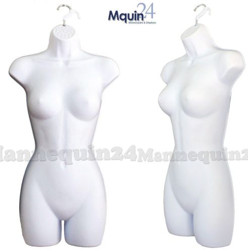 1 female dress mannequin body form (hard plastic / white) with hook for hanging for sale