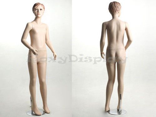 Child fiberglass with molded hair mannequin dress form display #mz-kd8 for sale