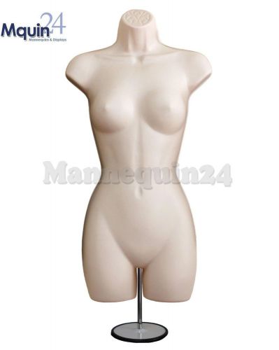 Flesh FEMALE MANNEQUIN BODY FORM w/Metal Stand + Hook for Hanging Pants Display
