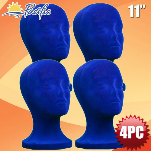 4pc HALLOWEEN 11&#034; STYROFOAM FOAM blue velvet MANNEQUIN head display wig hat