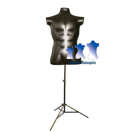 Inflatable Male Torso, Large, Black and MS12 Stand