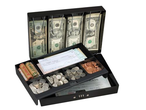 Lock box combination locking safe secure cash coins 6 compartment storage tray for sale