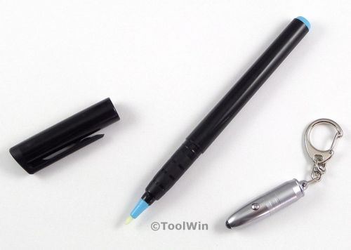 Invisible Ink Pen with LED UV Flashlight Black Light Reactive Marker New