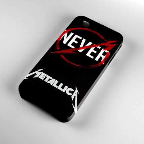 Metalica Never Rock Band Music Logo on 3D iPhone 4/4s/5/5s/5C/6 Case Cover Kj57