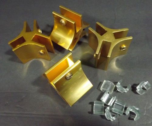 4 Pcs. Gold Anodized Aluminum Display Vertical Connector Clip Bracket for 3/8&#034;