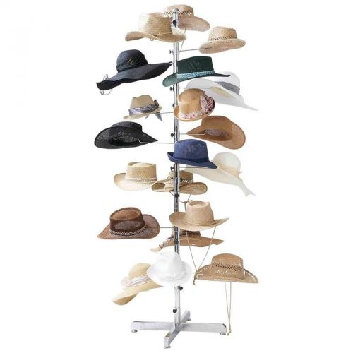 72&#034; FLOOR DISPLAY RETAIL RACK 20 Hat/Cap-SPINNER STAND-Chrome Construction