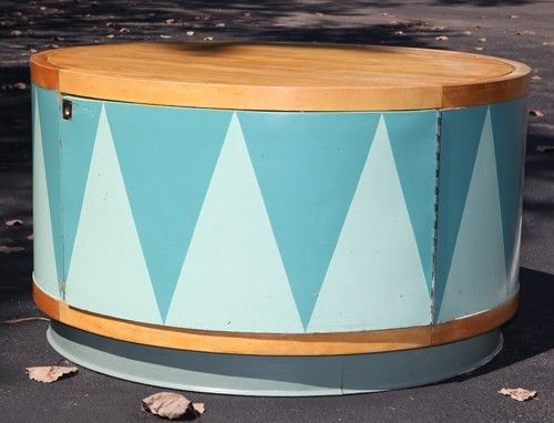 48&#034; Wooden Drum Display / Storage Fixture - Fair Condition