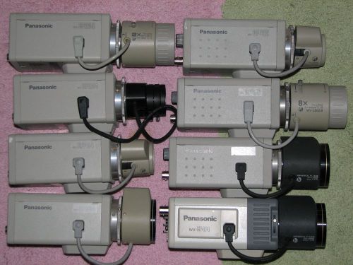 EIGHT USED PANASONIC WV-CP474, WVCP412, &amp; WV-CP234 COLOR CCTV CAMERAS WITH LENS