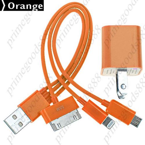 4 in 1 usb 2.0 male to 8 pin lightning dock connector micro date cable orange for sale