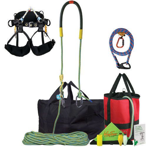 Arborist rope climbing kit,deluxe w/ viking saddle,150&#039;rope,flipline&amp;more,40&#034;-44 for sale