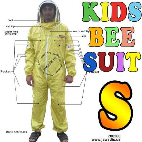 Yellow Kids Bee Suit Pest Control Beekeeping Beekeeper Suit &amp; Veil [S]