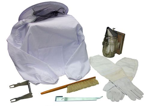 Starter Beekeeping Equipment Kit, Jacket, Smoker, Gloves, Brush, JHook, Grippers