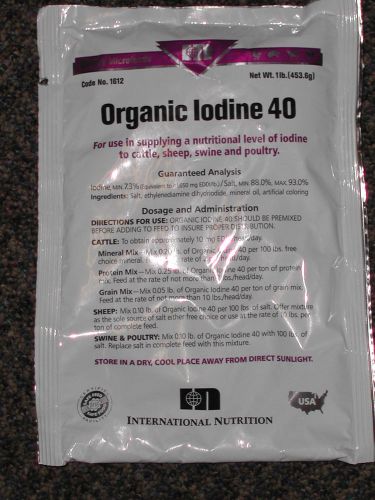 Organic Iodine 40 Cattle Sheep swine Poultry Nutritional Deficiency 1 Pound