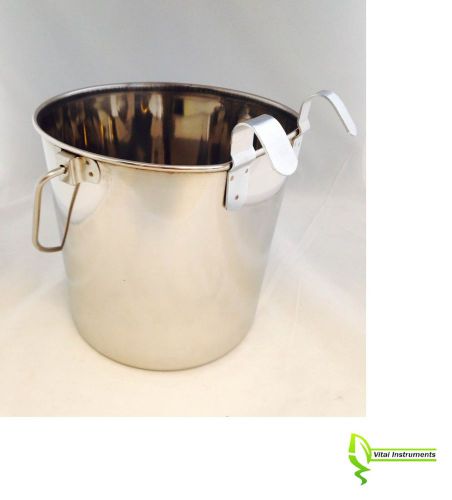 4 Qt Flat Sided Pail Bucket w/ 2 Hooks Heavy Duty Milk Water Ice Utility Feeding