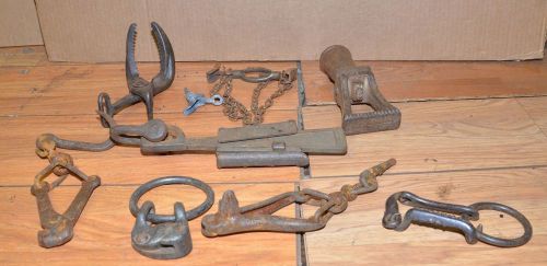 8 antique barb wire fence stretcher collectible forged early farm ranch tool lot for sale