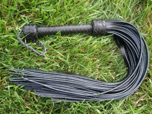 Heavy mega thuddy black grain leather flogger 36 tails - amazing horse trainer for sale