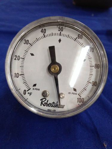 Robertshaw Pressure Guage Range: 0-100 PSI, 3PSIG-15PSIG, 2inch Metal Case