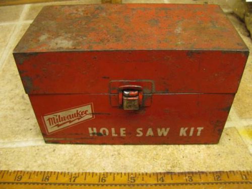 Vintage Milwaukee Hole Saw Kit Metal Case 2 Arbors Several Holesaws