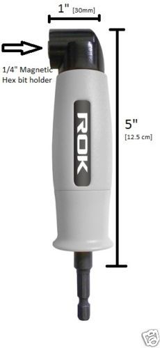 ROK Right Angle Drill Attachment 90° 1/4&#034; Hex Drive, Works Reverse, Bit Driver