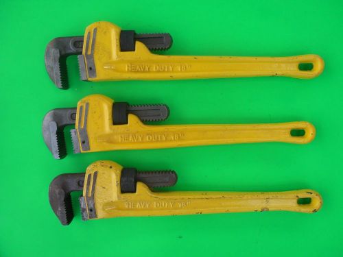 Lot    of    3    Heavy    Duty    Steel    18&#034;    Pipe    Wrenches