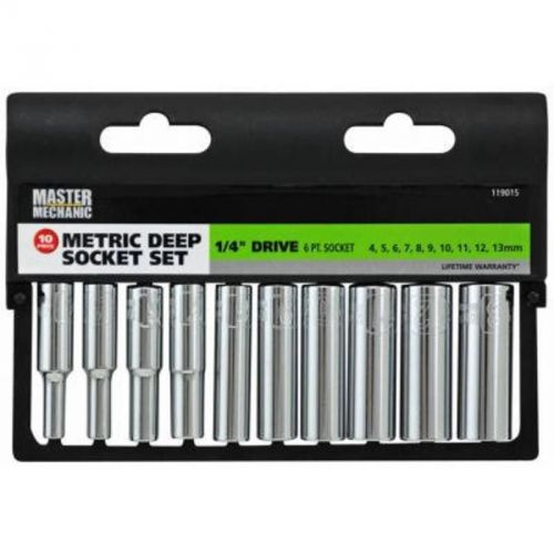 10-piece 1/4&#034; drive metric deep socket set apex tool group sockets 119015 for sale