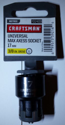New Craftsman 3/8 in. Dr. Universal Max Axess17 mm Socket # 31409