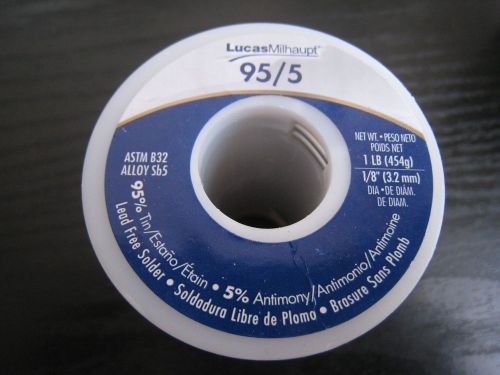 Lucas  milhaupt  95/5 solder  1/8&#034;  3.2 mm. 1 lb  new w tags for sale