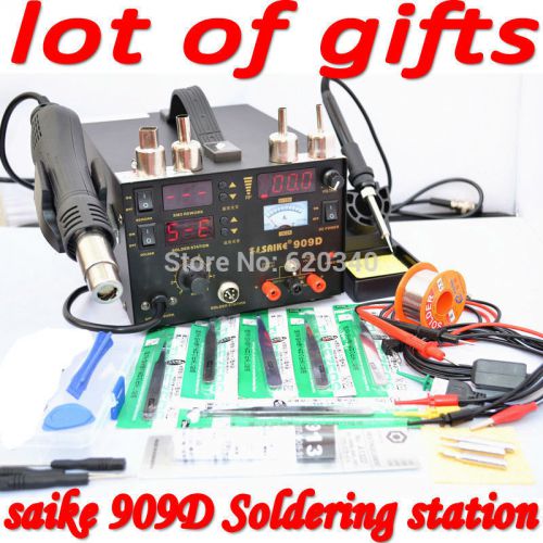 Free shipping genuine saike 909d hot air gun rework station with soldering stati for sale