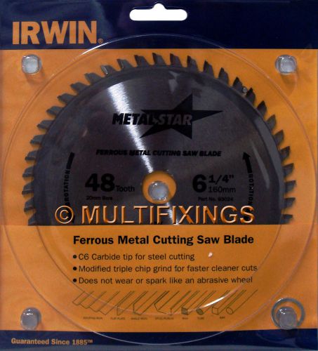 Irwin metal ferrous metal cutting carbide tip saw blade 160mm (6 1/4&#034;) 48 teeth for sale