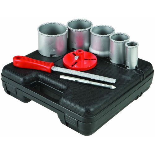 9 PC Carbide Grit Hole Saw Kit, Drill Hole in Tiles Ceramic Plastic Fiberglass