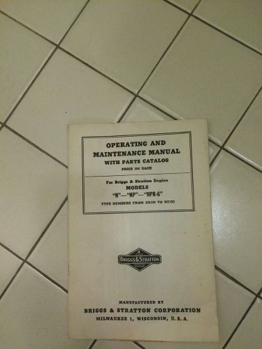 *ORIGINAL* Briggs &amp; Stratton Engine Manual for N, NP, and NPR-6