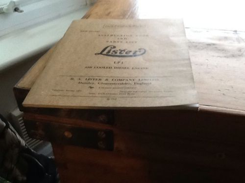 Lister.Instruction Book and Parts List. LP1. Air Cooled Diesel Engine. 1965.