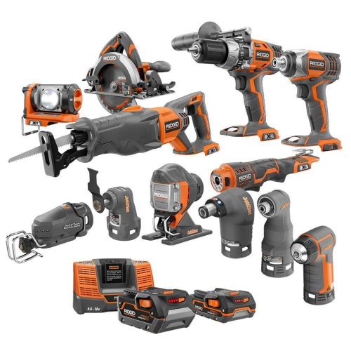 Ridgid 18-volt lithium-ion ultimate contractor kit (12-piece) pro building tools for sale