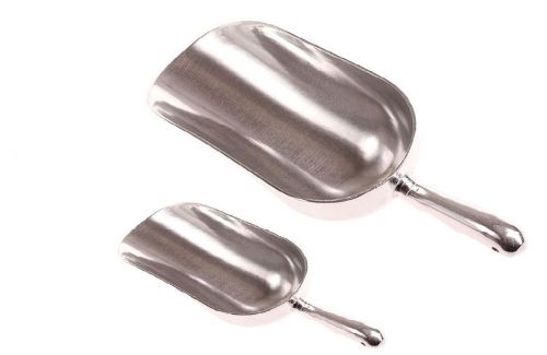 Cast aluminum set of 2 and 5 12 oz. bar ice pet food dry goods candy spice scoop for sale