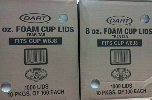 Dart 8 oz. Foam Cup Lids - 2 Boxes of 1000 Ea. 2000 VALUE Lids - ON SALE