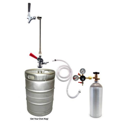 Rod &amp; faucet system w/ 5 lb co2 tank - draft beer tap kegerator conversion kit for sale