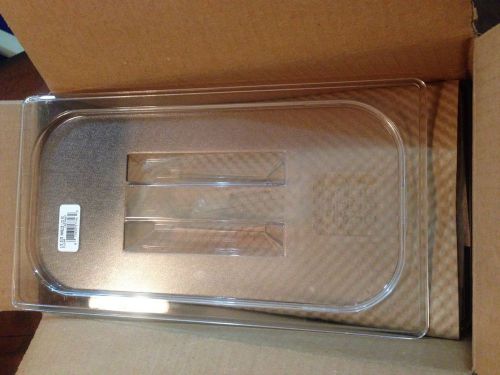 CASE 6 NEW CARLISLE 1/3 SIZE CLEAR FOOD PAN LID NOTCHED HANDLED 10271