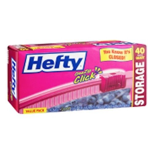 Hefty Slider Bags, Storage, 1 qt, Clear, 40/Box - PCTR81240